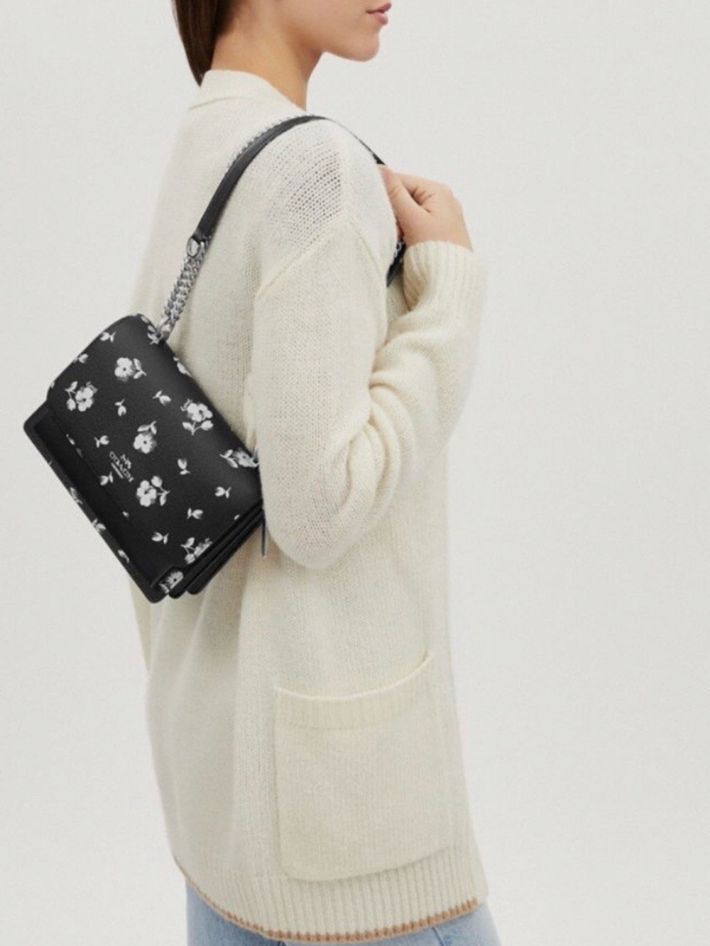 NWOT COACH Klare Crossbody Bag With Floral Print Black/White Multi - Picture 3 of 6